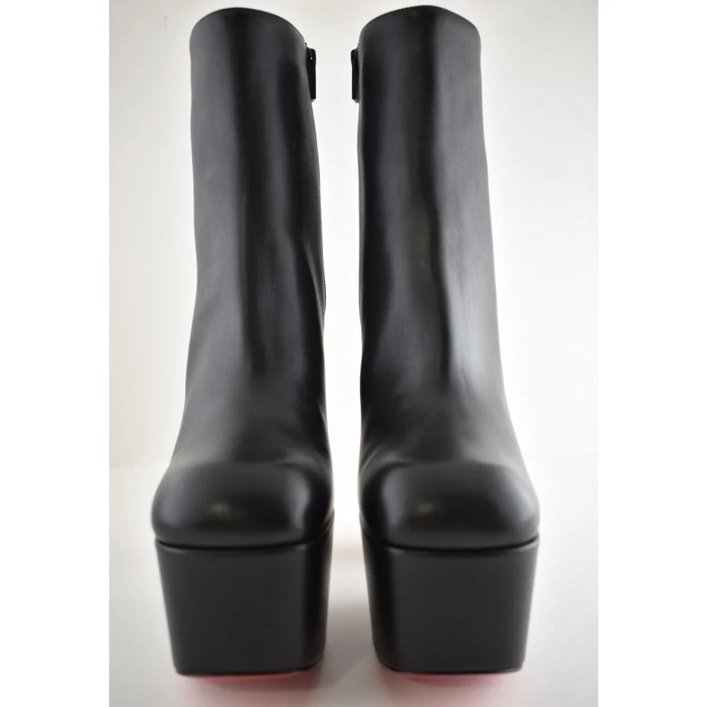 Christian Louboutin Aquabootie 160 Black Leather Platform Block Heel Bootie 40 - Picture 10 of 16